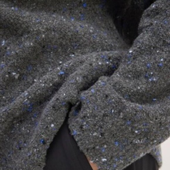 EVERLANE Confetti Crew Charcoal Gray Merino Wool Sweater Medium - Picture 11 of 15